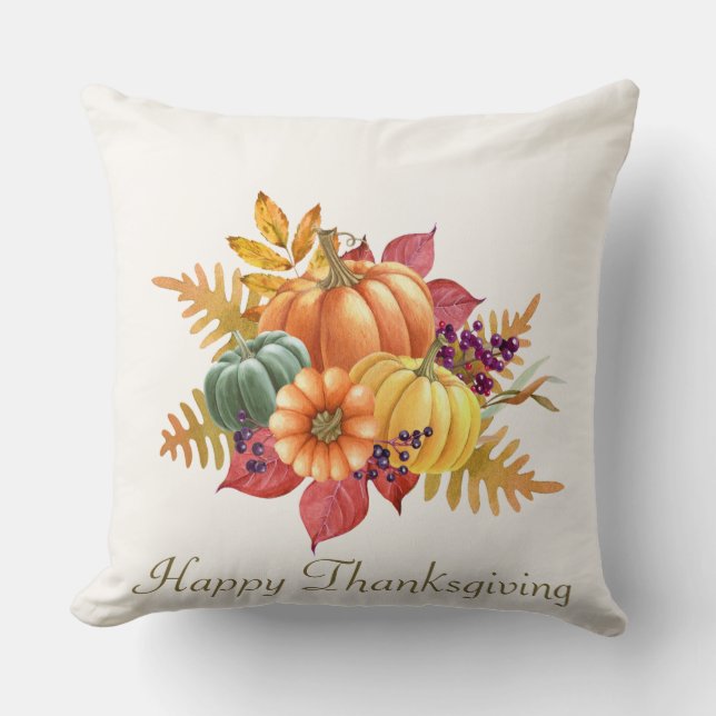 Thanksgiving Pumpkins Throw Pillow (Front)