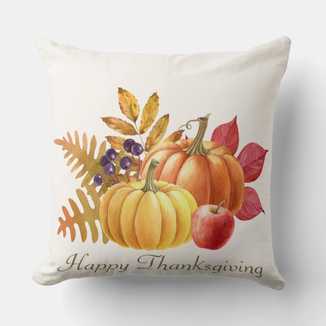 Thanksgiving Pumpkins Throw Pillow (Front)