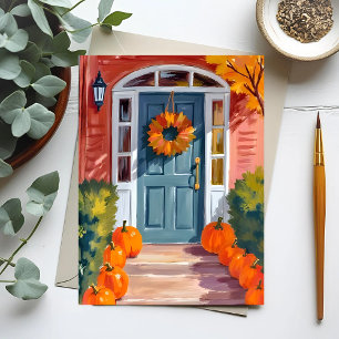 Thanksgiving Pumpkins Watercolor Autumn Fall Postcard