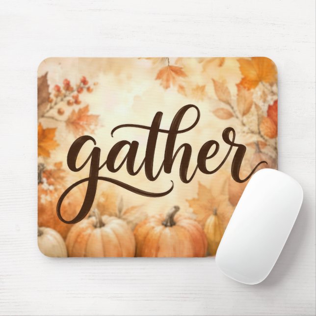 Thanksgiving Pumpkins with Gather Text Mouse Pad (With Mouse)