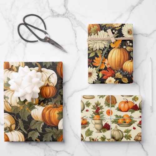 Thanksgiving Pumpkins Wrapping Paper Sheets