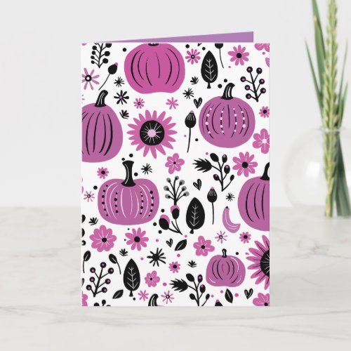 Thanksgiving Purple pumpkin and fall flower  Invitation