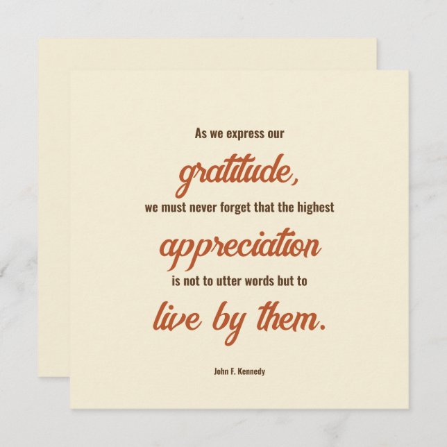 Thanksgiving Quote by John F. Kennedy Dinner Invitation (Front/Back)