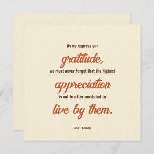 Thanksgiving Quote by John F. Kennedy Dinner Invitation