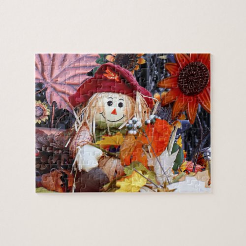 Thanksgiving Rag Doll Amongst Autumn Harvest Scene Jigsaw Puzzle