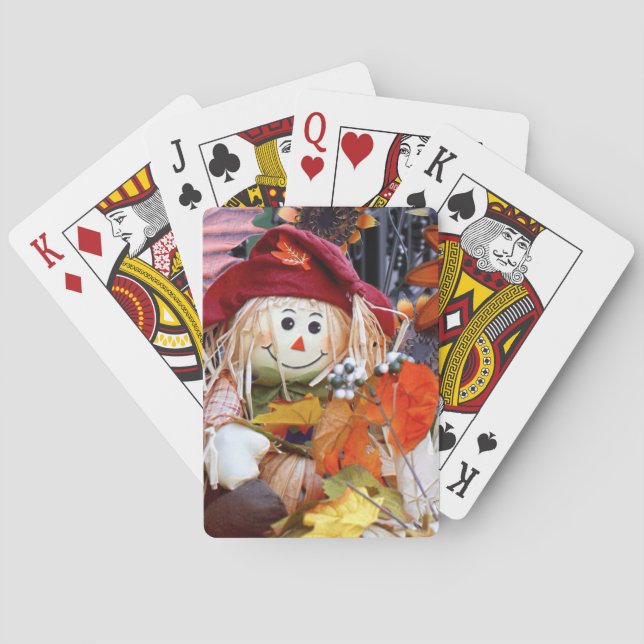 Thanksgiving Rag Doll Amongst Autumn Harvest Scene Poker Cards (Back)