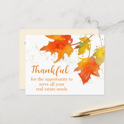 Thanksgiving Real Estate Agent Home Seller  Postcard