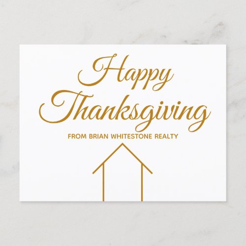 Thanksgiving Real Estate Company Gold Corporate Postcard