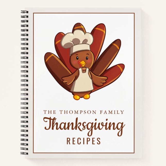 Thanksgiving Recipe Book Turkey Chef Personalized (Front)