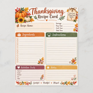 Thanksgiving Recipe Card – Autumn Pumpkin