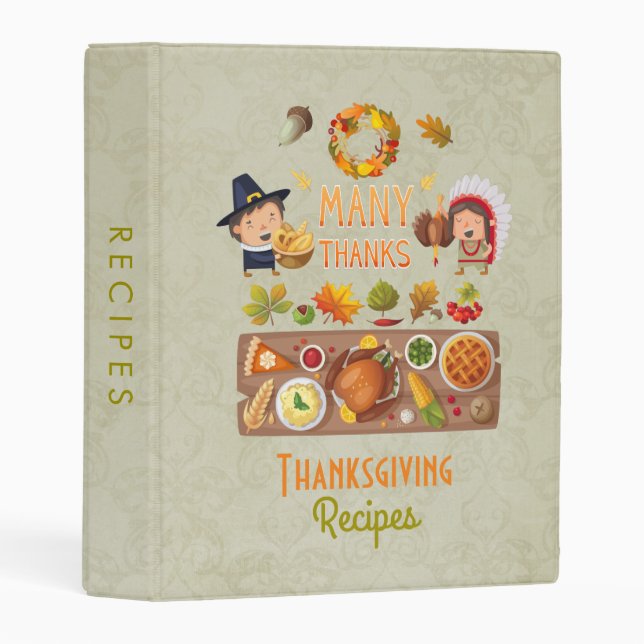 Thanksgiving Recipes Turkey Feast Illustration Mini Binder (Front/Spine)