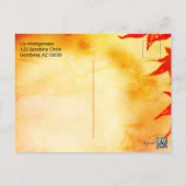 Thanksgiving Red Autumn Leaves Border Template Postcard (Back)