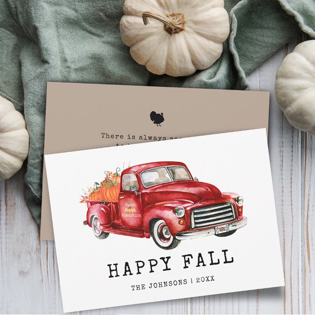 Thanksgiving Red Truck Pumpkins (Thanksgiving Red Truck Pumpkins Holiday Card)