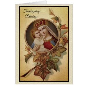 Thanksgiving Religious Blessed Virgin Mary Cards