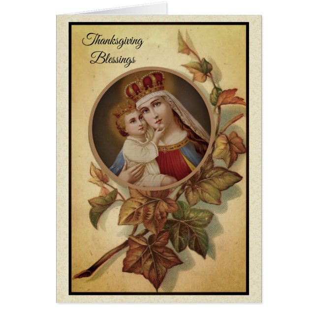 Thanksgiving Religious Blessed Virgin Mary Cards (Front)