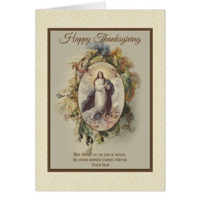 Thanksgiving Religious Blessed Virgin Mary Cards (Front)