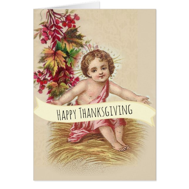 Thanksgiving Religious Vintage Child Jesus Cards (Front)