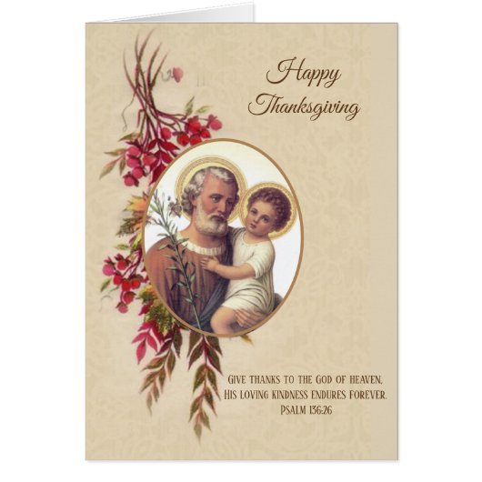 Thanksgiving Religious Vintage St. Joseph Jesus (Front)