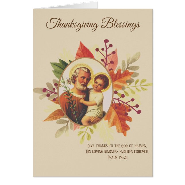Thanksgiving Religious Vintage St. Joseph Jesus (Front)