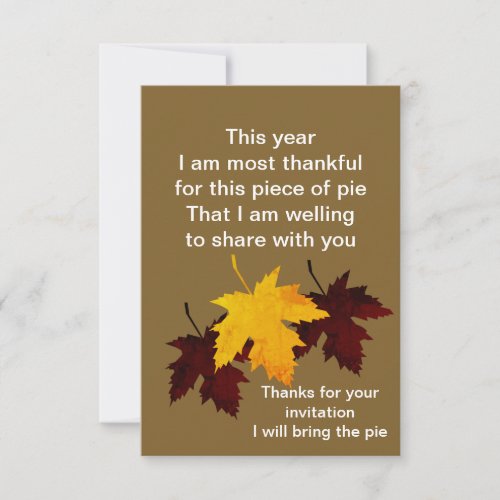 Thanksgiving Respond _ I will  bring the Pie RSVP Card