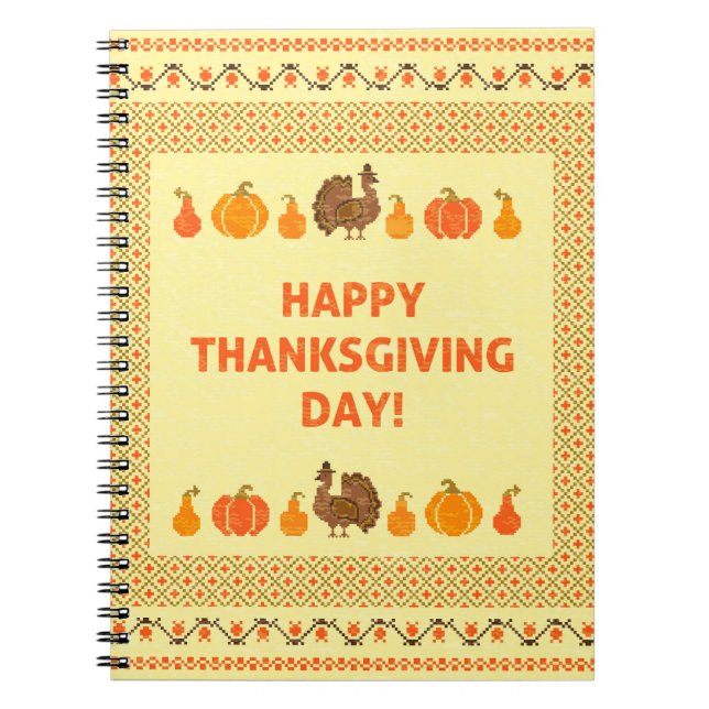 Thanksgiving: retro embroidered card design. notebook (Front)