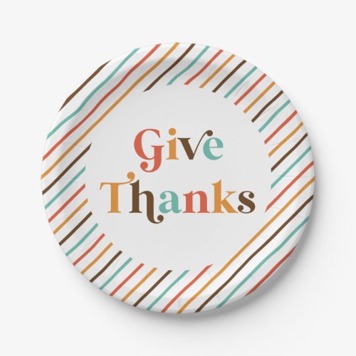 Thanksgiving Retro Give Thanks Paper Plates