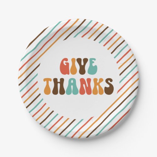 Thanksgiving Retro Give Thanks Paper Plates