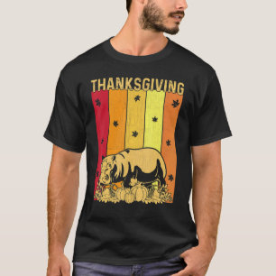 Thanksgiving Retro Hippo Matching Family Pajamas T-Shirt