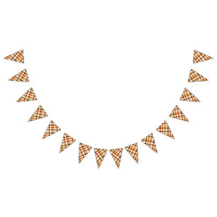 Thanksgiving Retro Plaid Bunting Flags