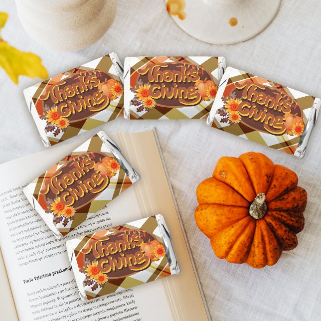 Thanksgiving Retro Plaid Hershey's Miniatures (Thanksgiving with retro design and fall colors plaid.
Bringing warm atmosphere to the party.
)