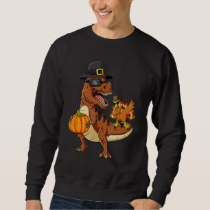 Thanksgiving Rex Dabbing Turkey  Boys Girls Kids Sweatshirt