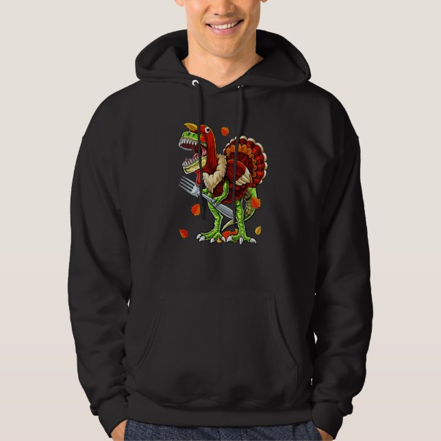 Thanksgiving Rex Dinosaur Turkey Costume Kids  Boy Hoodie (Front)