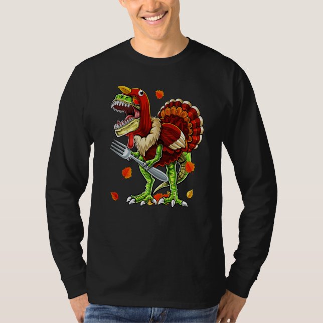 Thanksgiving Rex Dinosaur Turkey Costume Kids  Boy T-Shirt (Front)