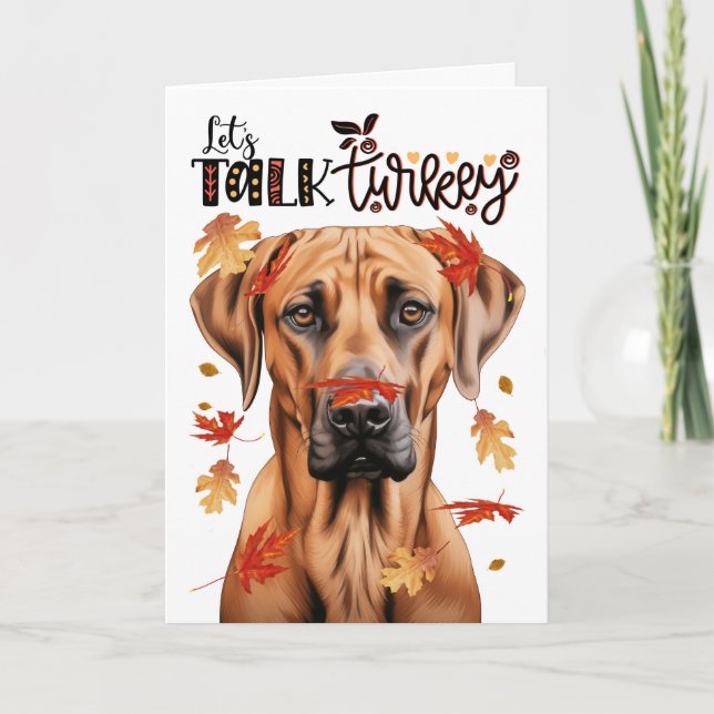 Thanksgiving Ridgeback Dog Lets Talk Turkey Holiday Card (Front)