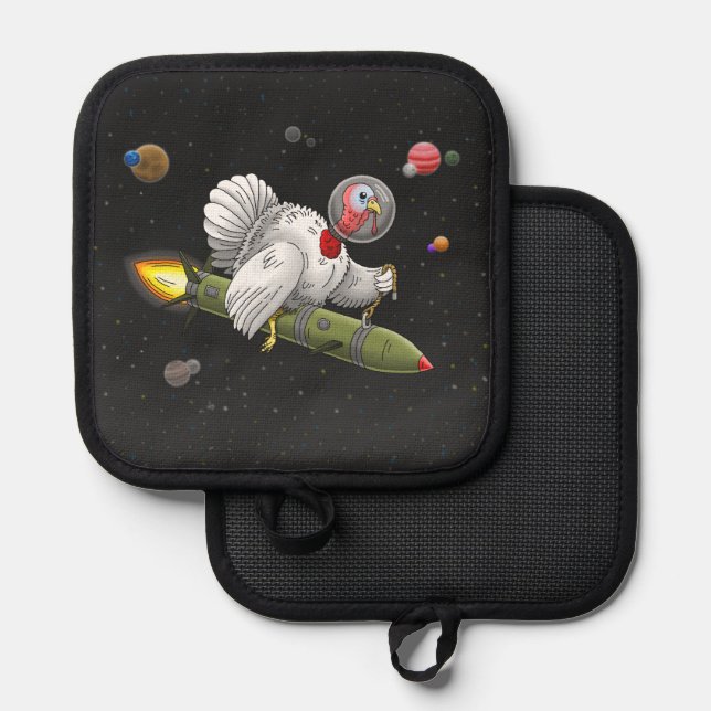 Thanksgiving Rocket Turkey Pot Holder (Front/Back)