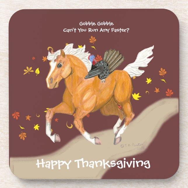 Thanksgiving Runaway Turkey & Horse Coasters (Front)
