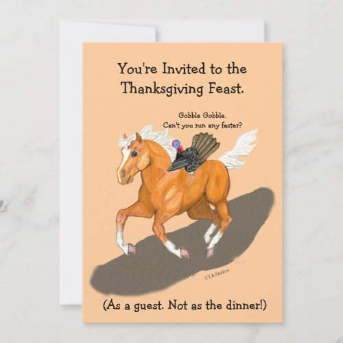 Thanksgiving Runaway Turkey  Horse Invitation