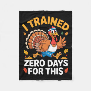 Thanksgiving Running Turkey Trot I Trained Zero Da Fleece Blanket