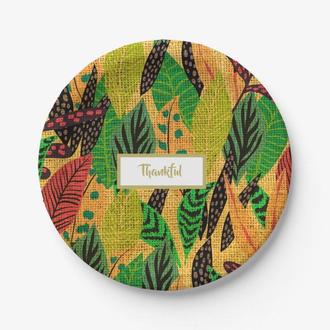 Thanksgiving Rustic  Autumn Fall  Leaf Paper Plates (Front)