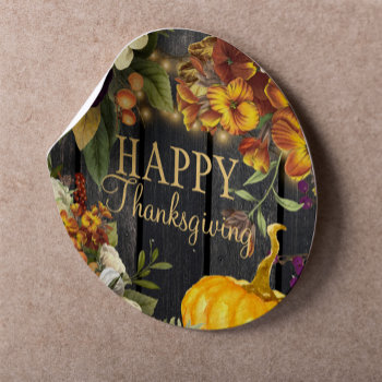 Thanksgiving Rustic Fall Floral Elegant Script Classic Round Sticker by invitations_kits at Zazzle