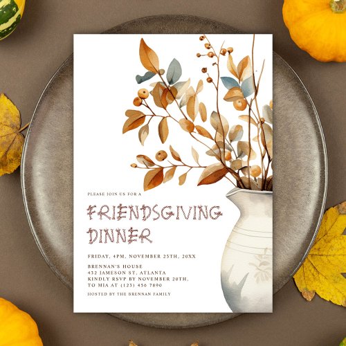 Thanksgiving Rustic Fall Friendsgiving Dinner Invitation
