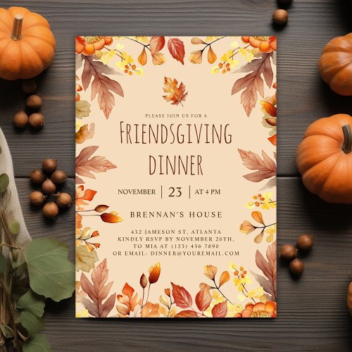 Thanksgiving Rustic Fall Friendsgiving Dinner Invitation