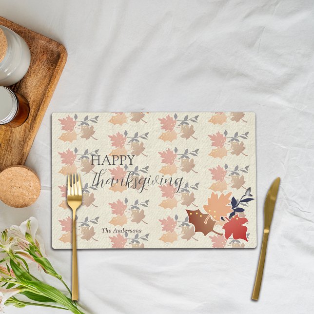 Thanksgiving Rustic Fall Vibes Personalize Name Placemat (Creator Uploaded)