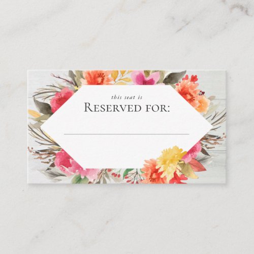 Thanksgiving Rustic Watercolor Floral Bouquet Place Card