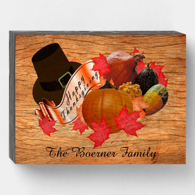 Thanksgiving Rustic Wood Box Sign (Front Horizontal)