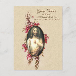 Thanksgiving Sacred Heart of Jesus Autumn Floral Postcard