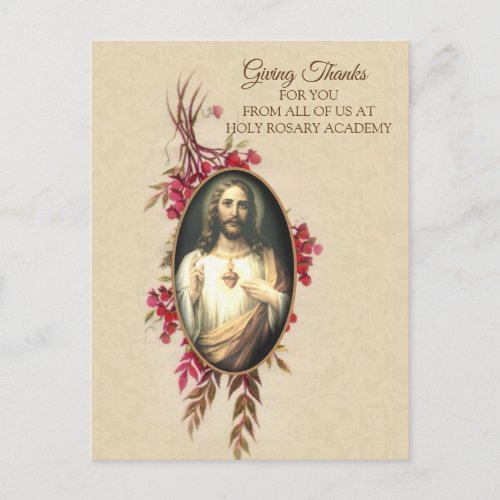Thanksgiving Sacred Heart of Jesus Autumn Floral Postcard