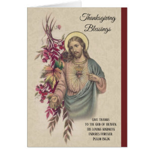 Thanksgiving Sacred Heart of Jesus Flowers Cards