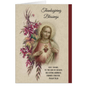 Thanksgiving Sacred Heart of Jesus Flowers Cards