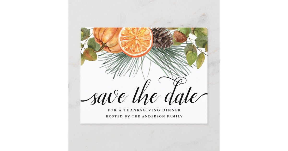 Thanksgiving Save the Date Invitation Postcard - #ThanksgivingDay  Thanksgiving Day #Thanksgi…